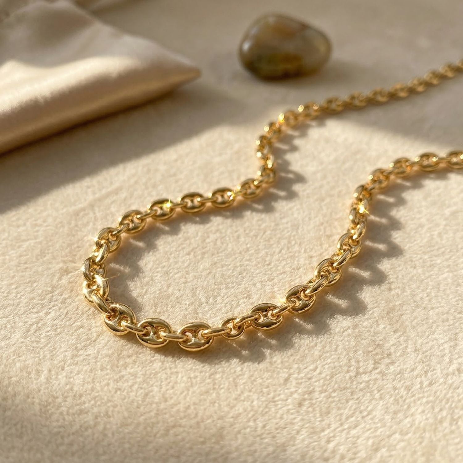 Coffee Bean Gold Plated Chain Necklace Luxe – Sophelia & Co