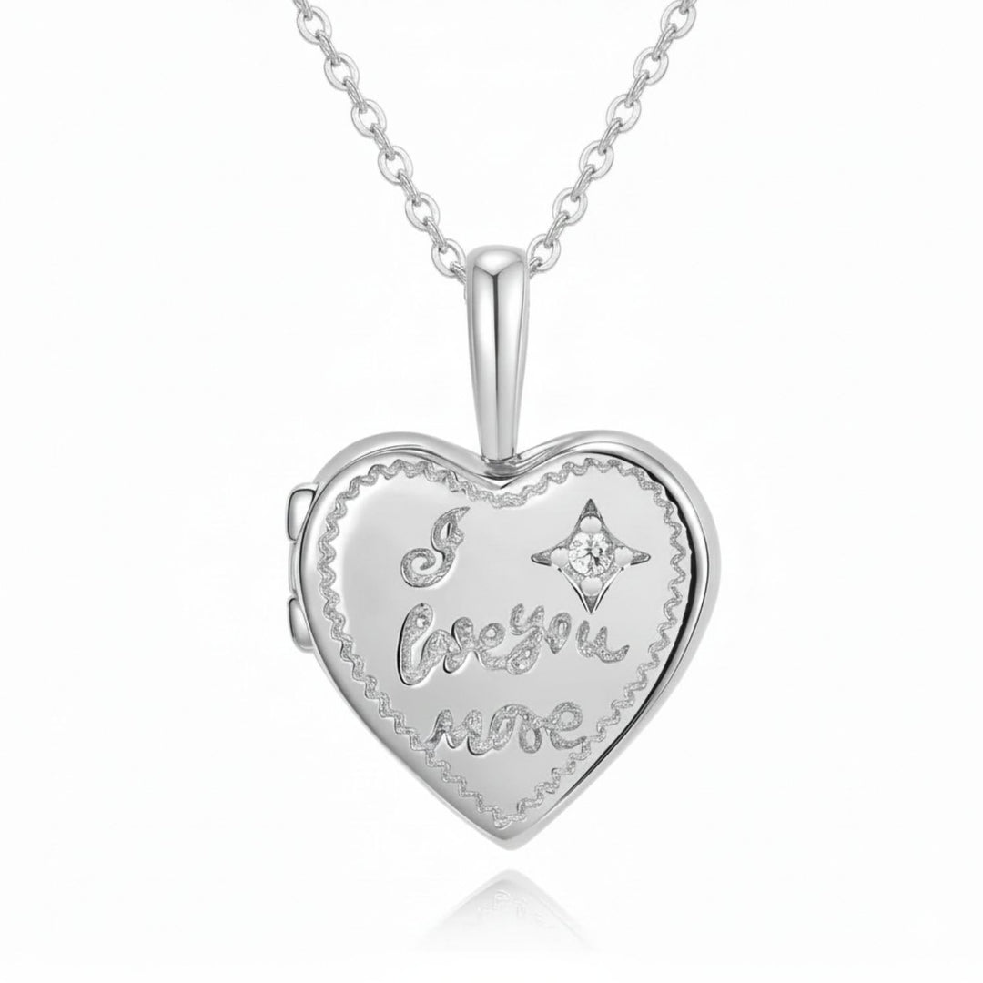 Sterling Silver I Love You More Heart Charm Necklace