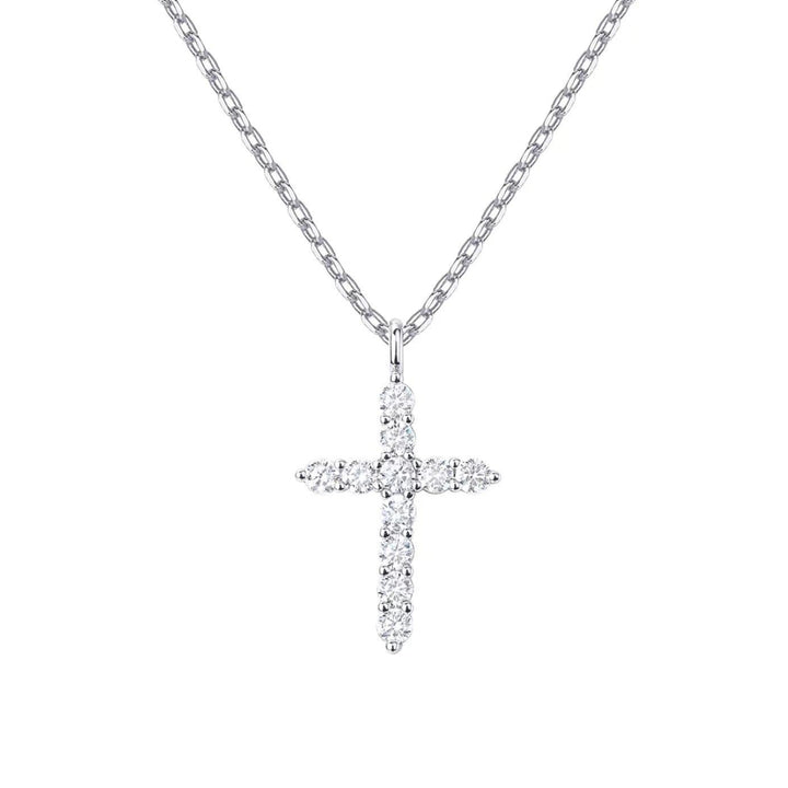 Sterling Silver Sparkling Cross Pendant Necklace
