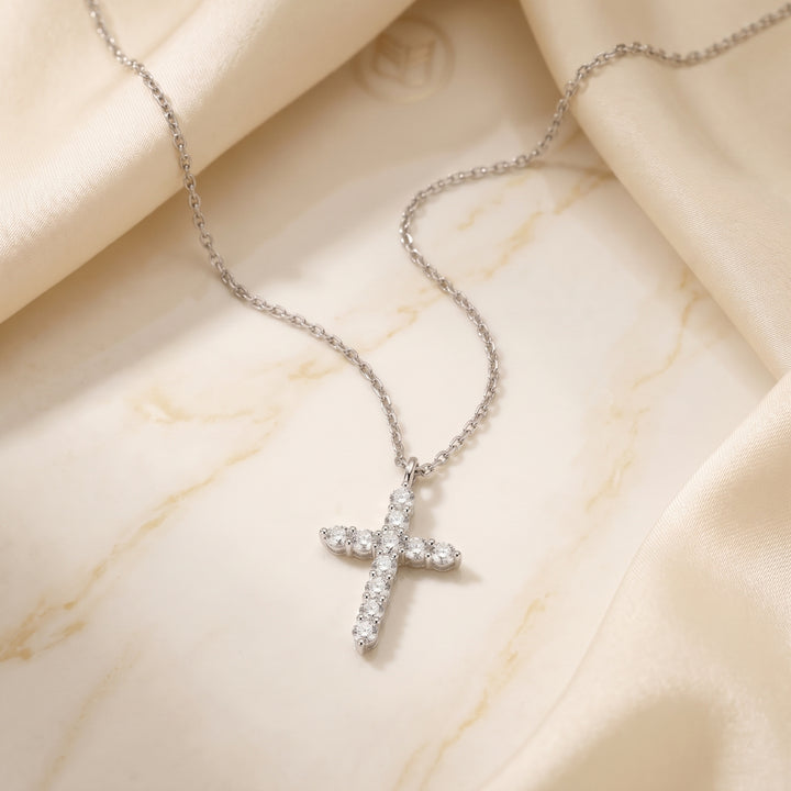Sterling Silver Sparkling Cross Pendant Necklace