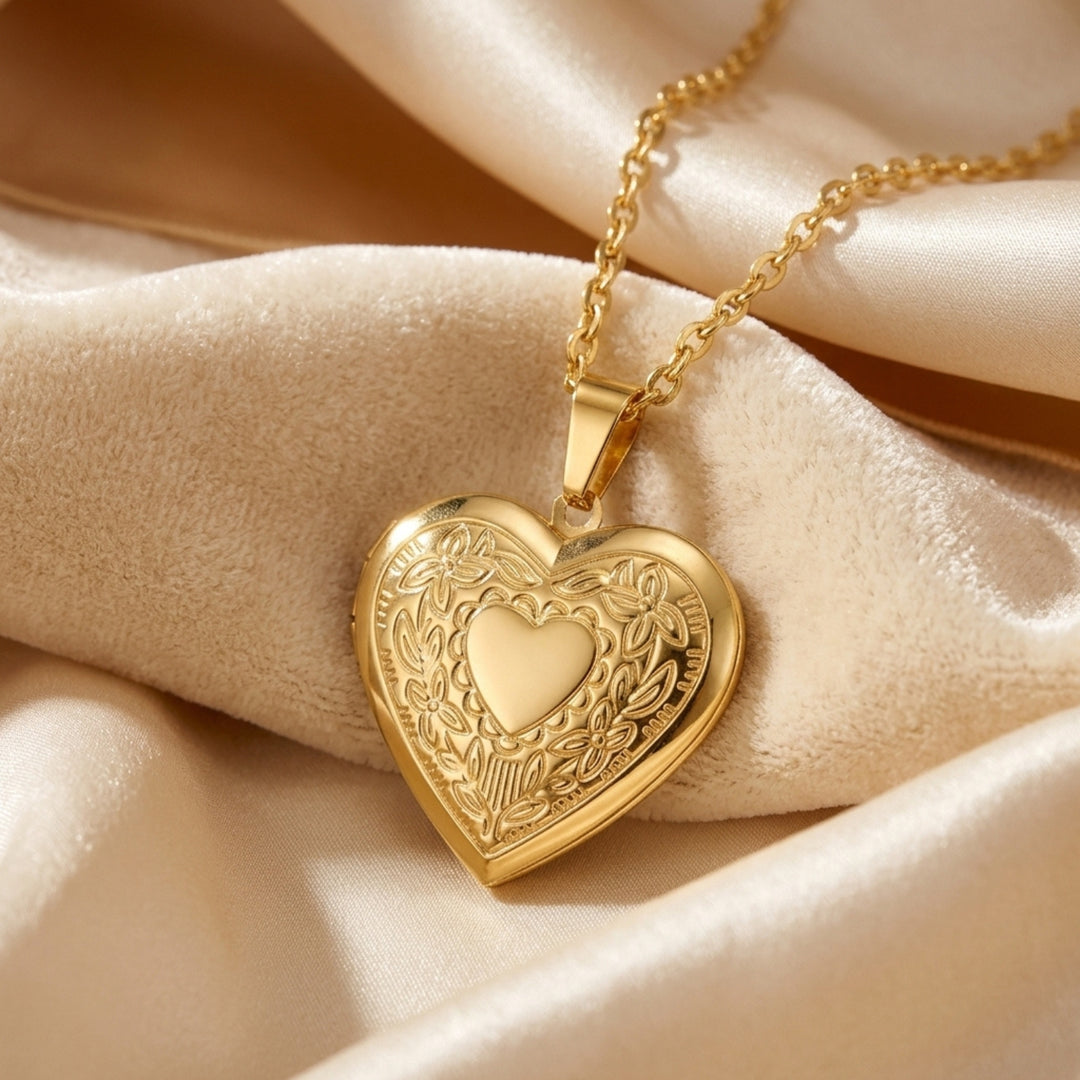 18ct Gold Plated Heart Locket Pendant Necklace