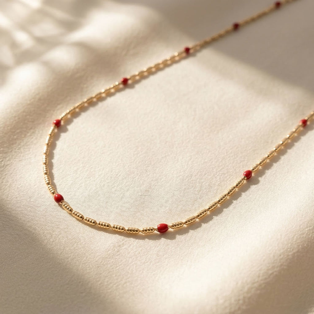 18ct Minimalist Beaded Necklace
