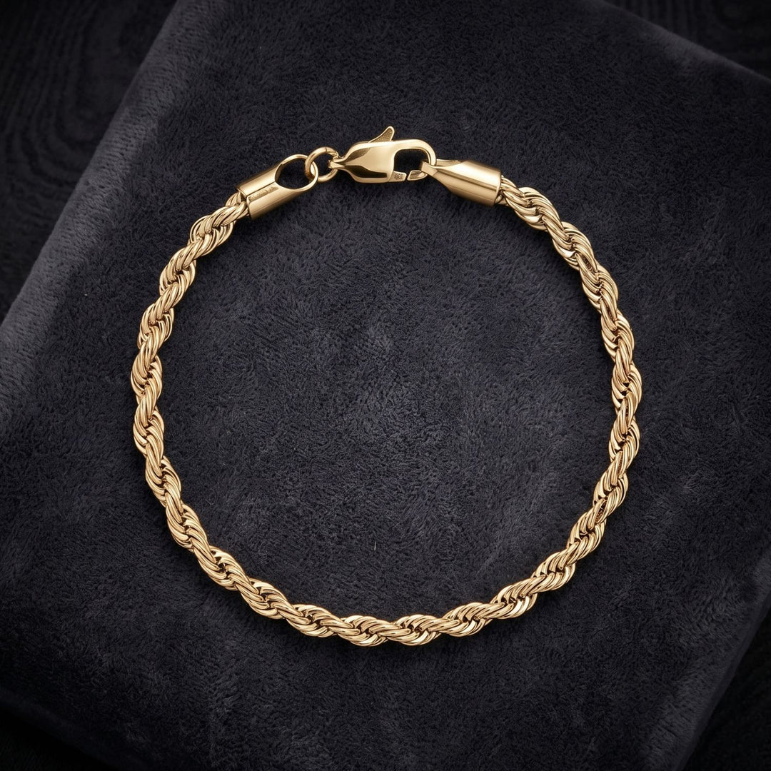 18ct Gold Plated Rope Chain Bracelet for Men