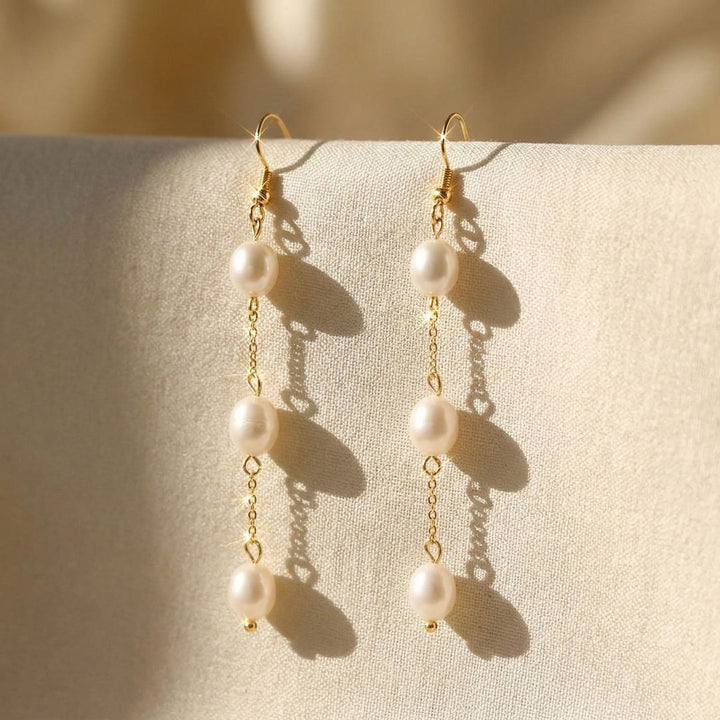 Statement Freshwater Pearl Dangle Drop Bridal Earrings