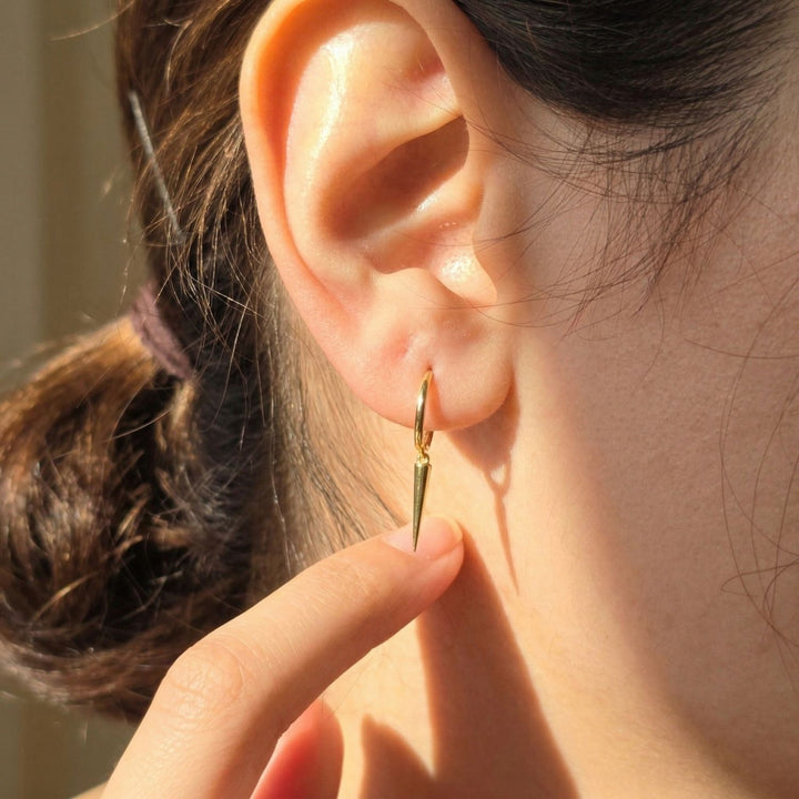 Dainty Spike Huggie Small Hoop Gold Plated Earrings