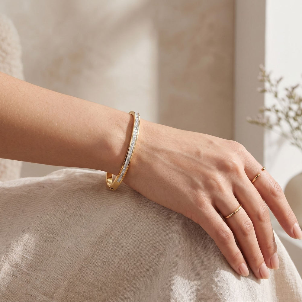 18ct Gold Plated Slim CZ Tennis Bangle