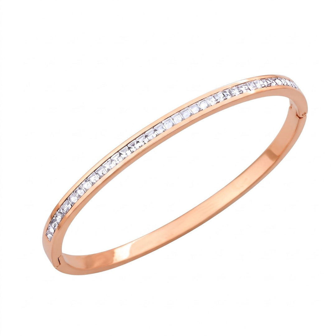 Rose Gold Plated Slim CZ Tennis Bangle