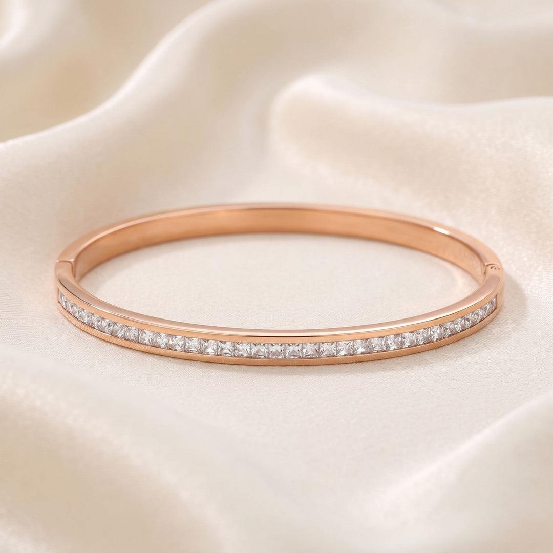 Rose Gold Plated Slim CZ Tennis Bangle
