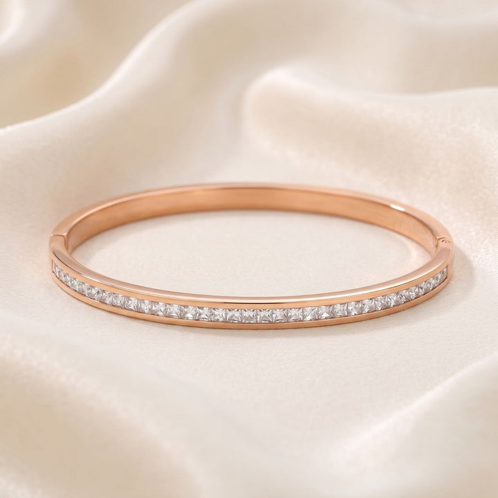 Rose Gold Plated Slim CZ Tennis Bangle