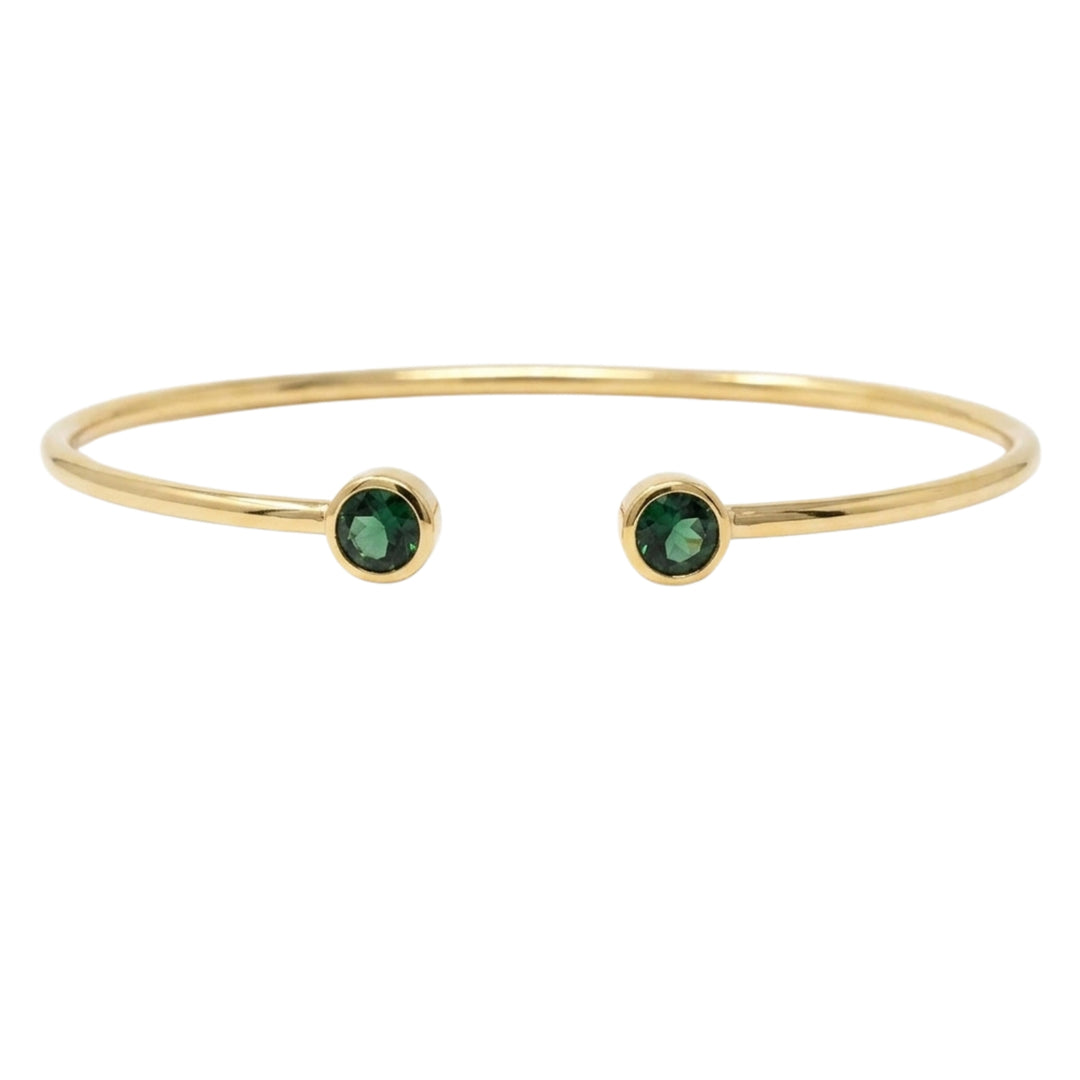 18ct Gold Vermeil Dainty Emerald May Birthstone Bangle