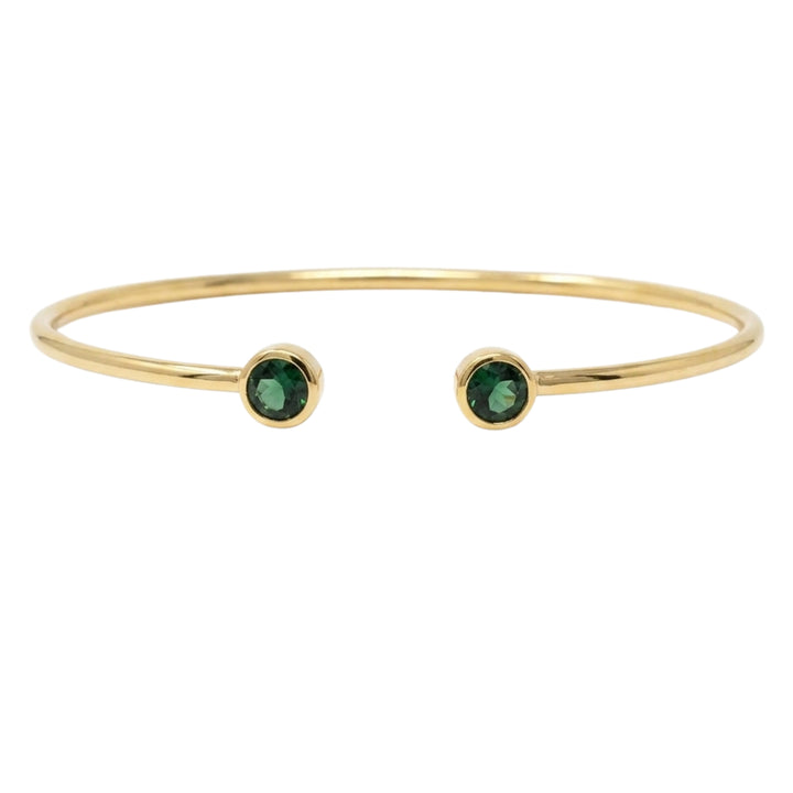 18ct Gold Vermeil Dainty Emerald May Birthstone Bangle