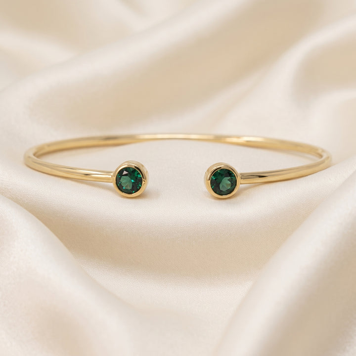 18ct Gold Vermeil Dainty Emerald May Birthstone Bangle