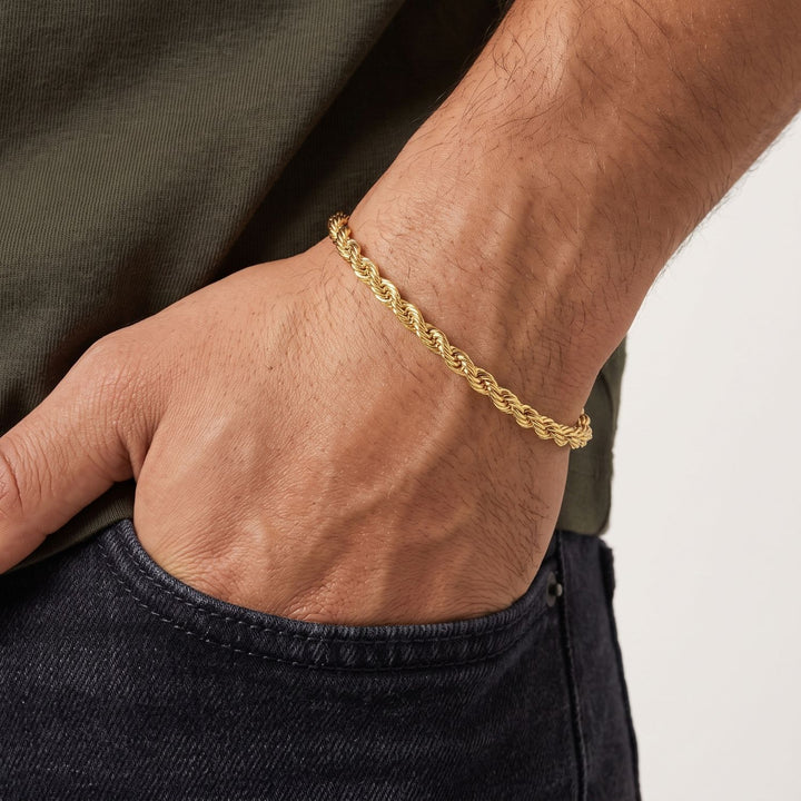 18ct Gold Plated Rope Chain Bracelet for Men