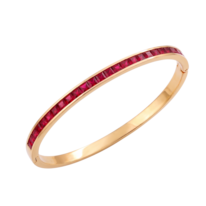 18ct Gold Plated Ruby July Birthstone Tennis Bangle