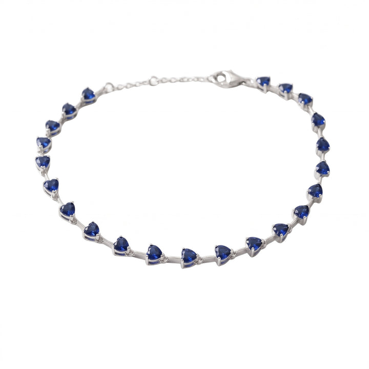 Sterling Silver Sapphire September Birthstone Heart Tennis Bracelet