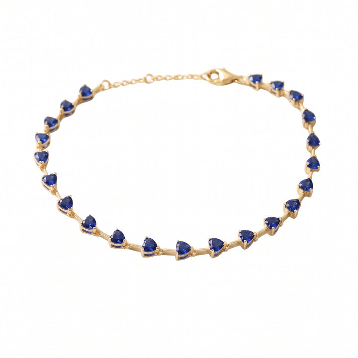 18ct Gold Plated Sapphire September Birthstone Heart Tennis Bracelet