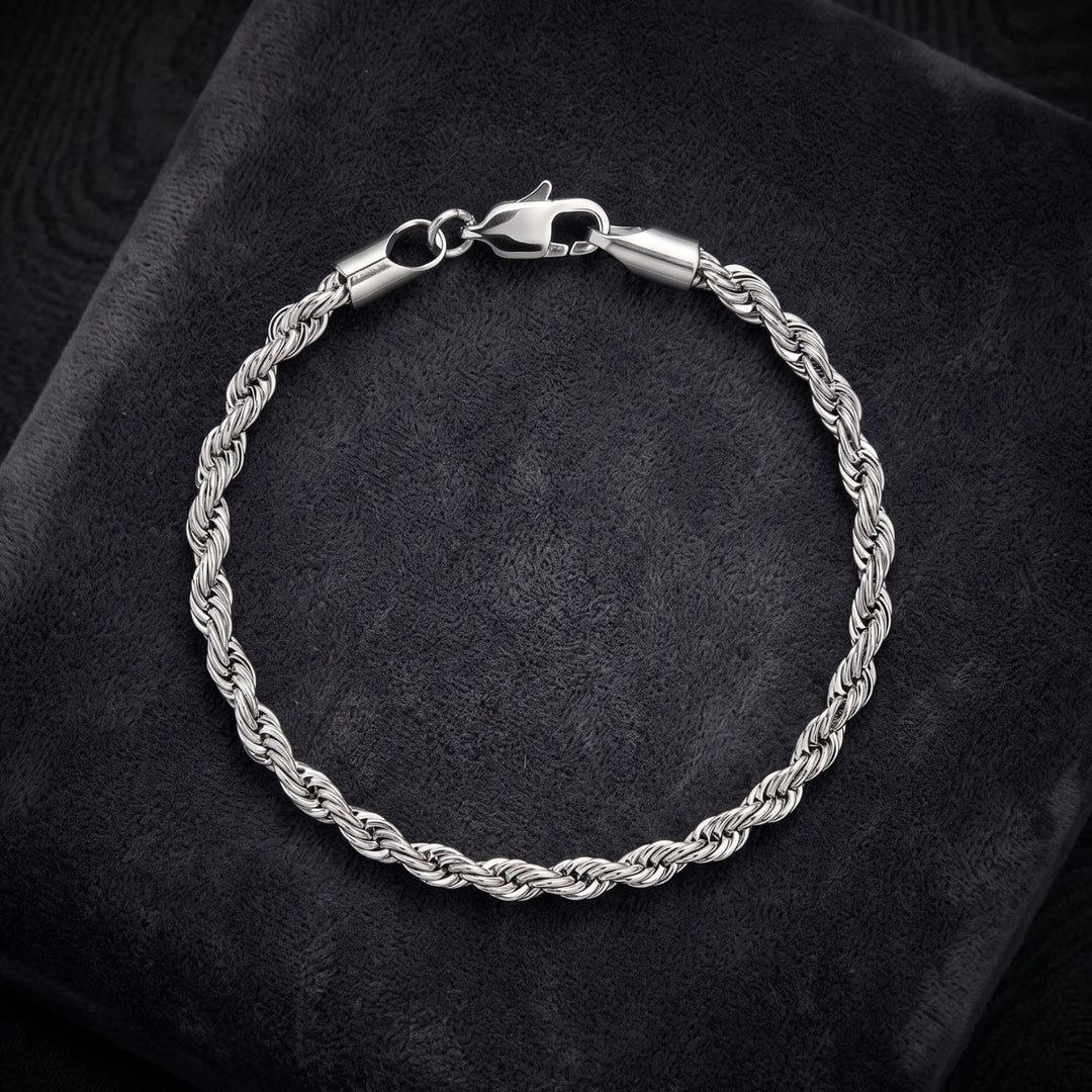 Silver Rope Chain Bracelet for Men