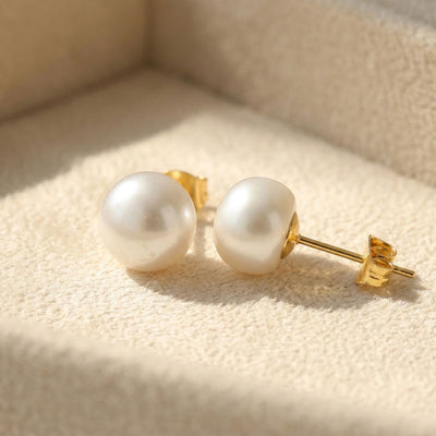 Gold plated freshwater pearl stud earrings
