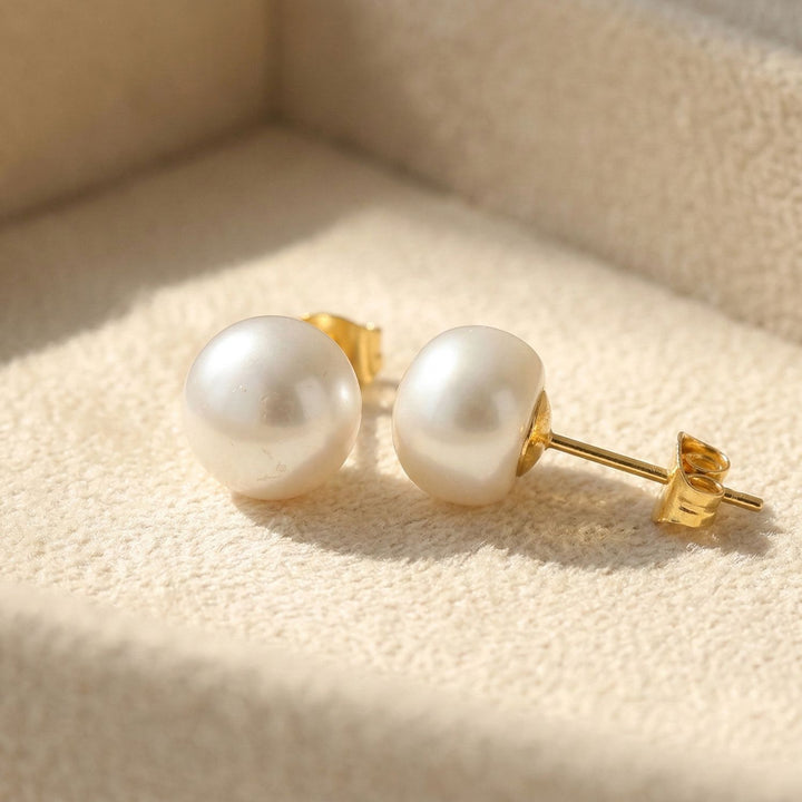 Handpicked Freshwater Gold Plated Pearl Stud Earrings