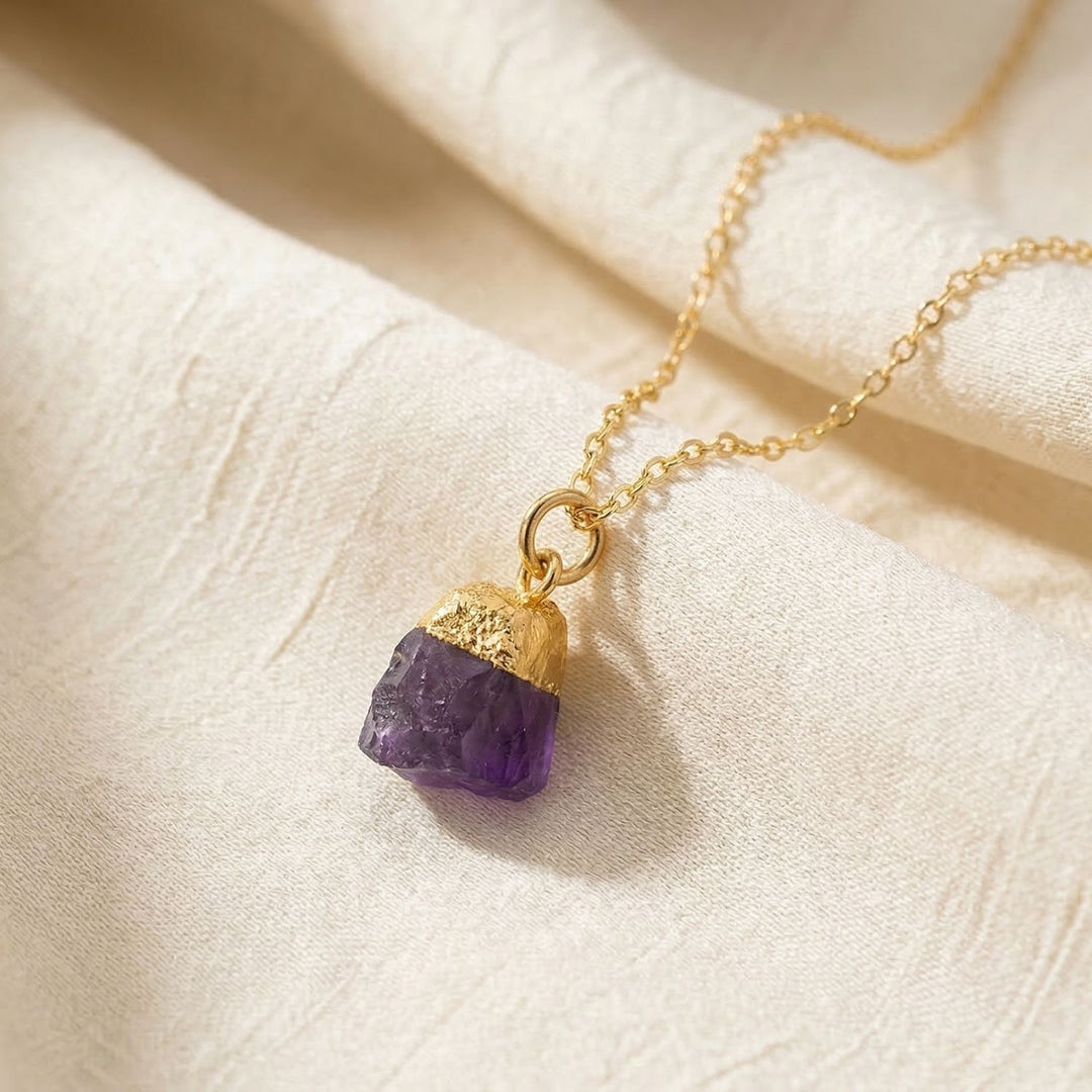 Raw Birthstone Charm Necklaces In 18ct Gold Plated Or Sterling Silver