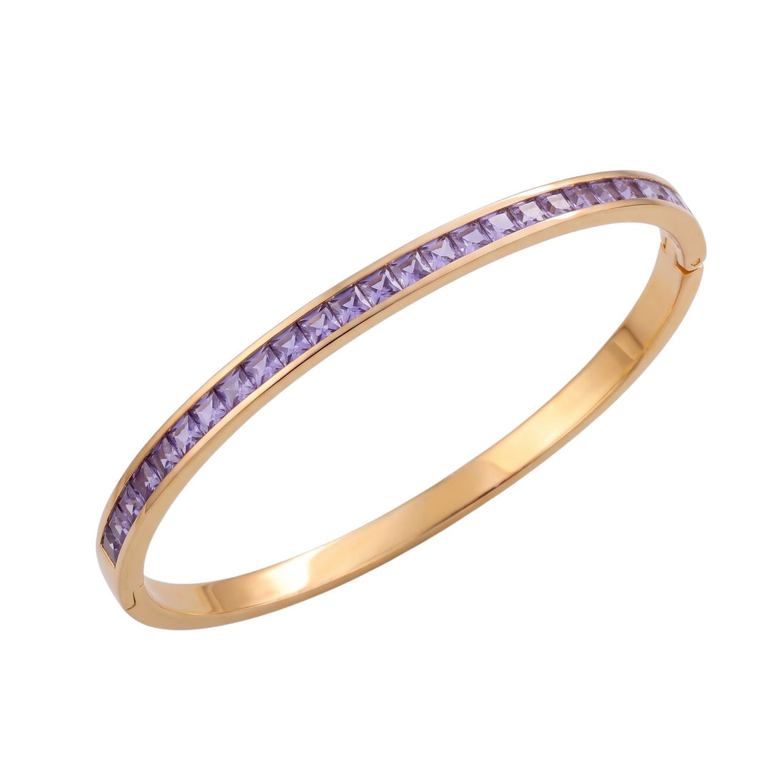 18ct Gold Plated Amethyst February Birthstone Tennis Bangle