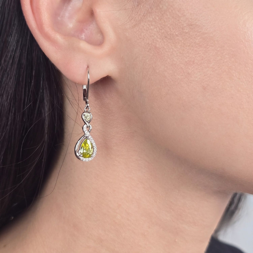 Peridot August Birthstone Teardrop Dangle Sterling Silver Earrings