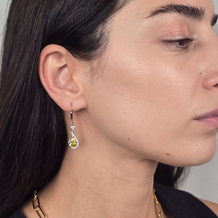 Peridot August Birthstone Teardrop Dangle Sterling Silver Earrings