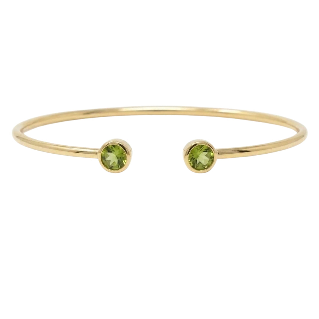18ct Gold Vermeil Dainty Peridot August Birthstone Bangle