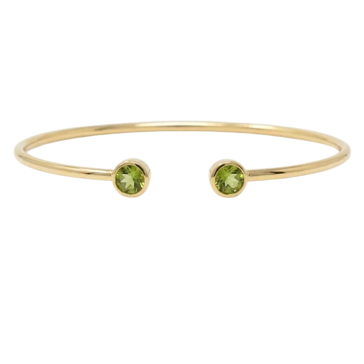 18ct Gold Vermeil Dainty Peridot August Birthstone Bangle