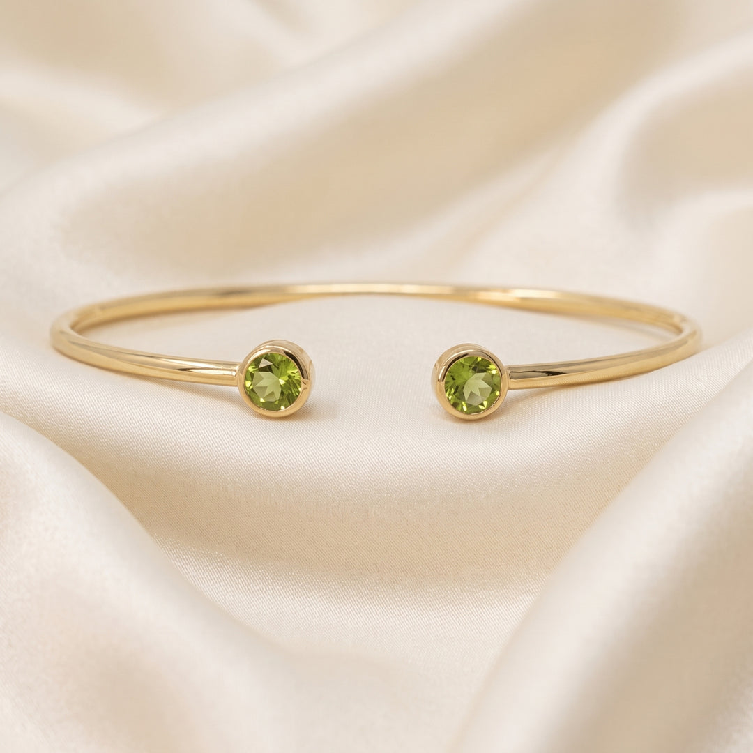 18ct Gold Vermeil Dainty Peridot August Birthstone Bangle