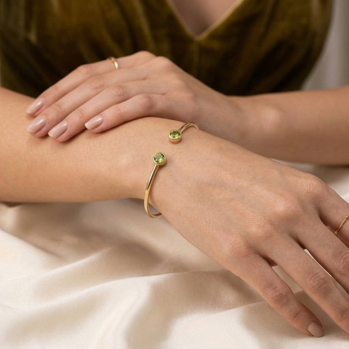18ct Gold Vermeil Dainty Peridot August Birthstone Bangle