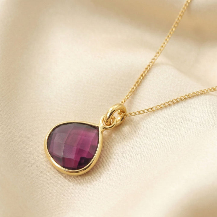 Pink Tourmaline October Birthstone Gold Plated Necklace