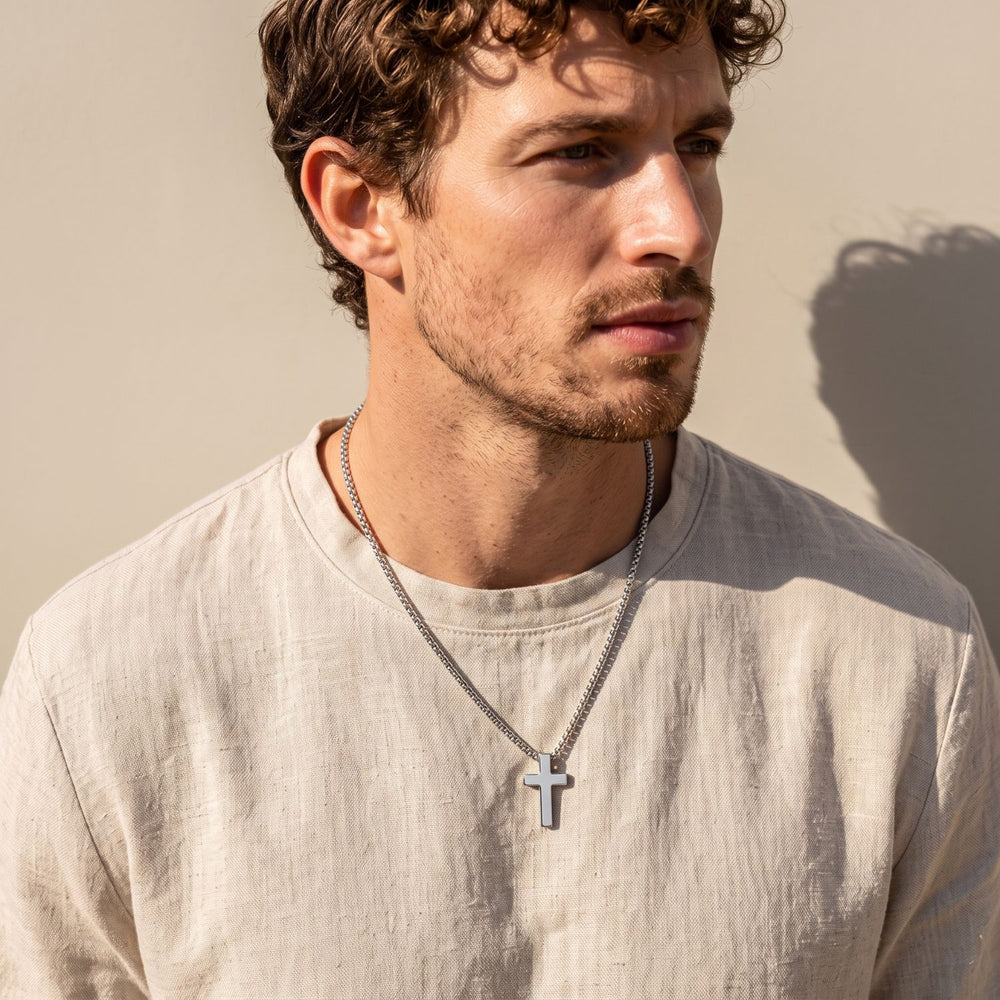 Silver Crucifix Cross Pendant Chain for Men