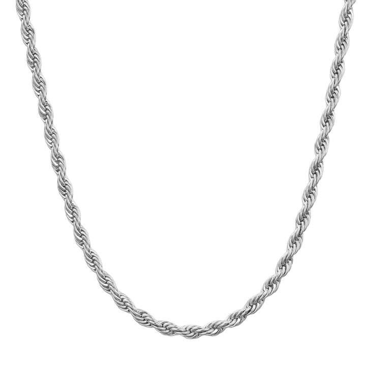 3mm Silver Rope Chain Necklace For Men