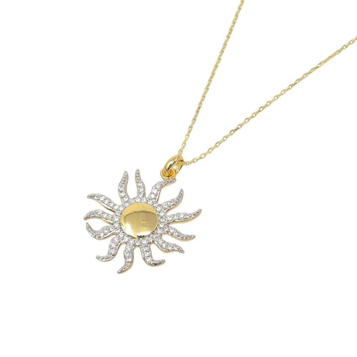 18ct Gold Plated Distant Sun Pendant Charm Necklace