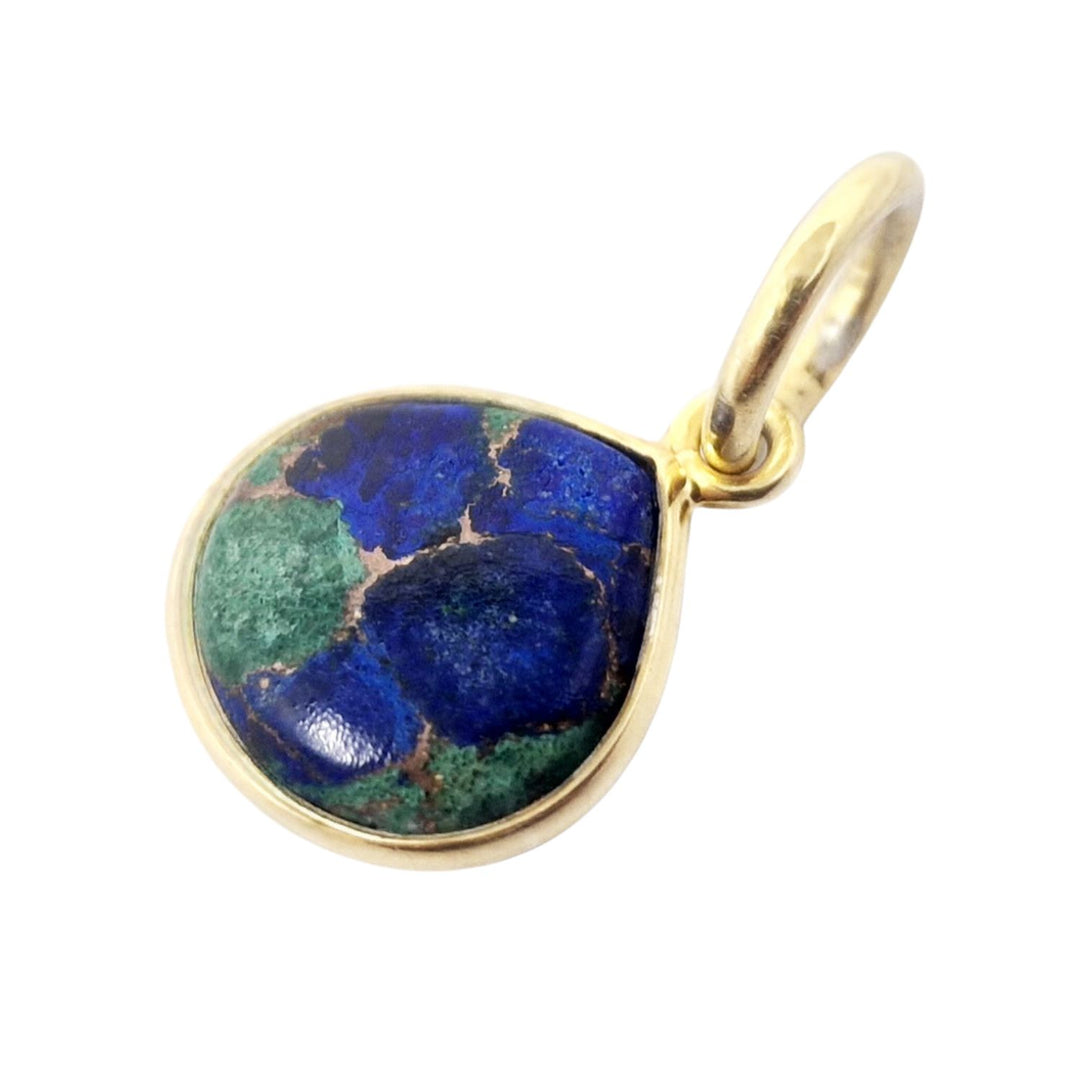 18ct Gold Vermeil Round Azurite &amp; Malachite Bezel Pendant 