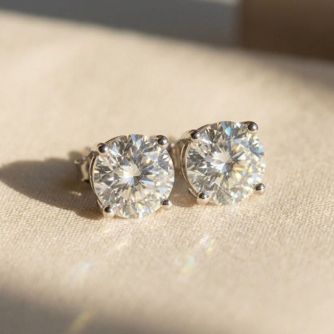 Diamond Moissanite Crystal Sterling Silver Earrings