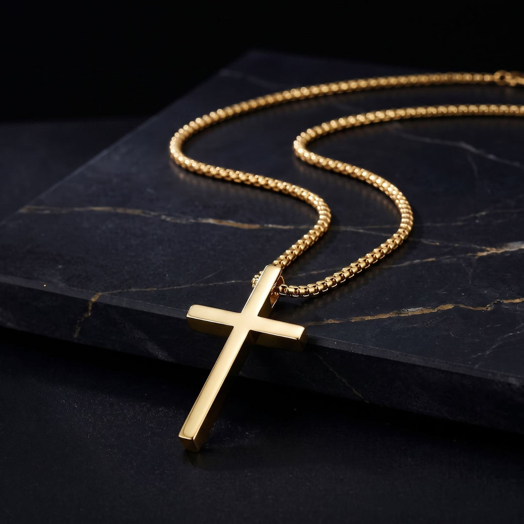 18ct Gold Plated Crucifix Cross Pendant Necklace for Men