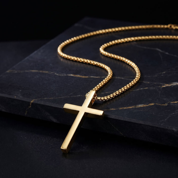18ct Gold Plated Crucifix Cross Pendant Necklace for Men