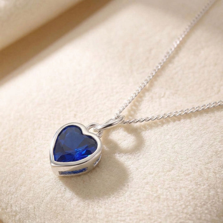 Mini Heart Sapphire September Birthstone Necklace