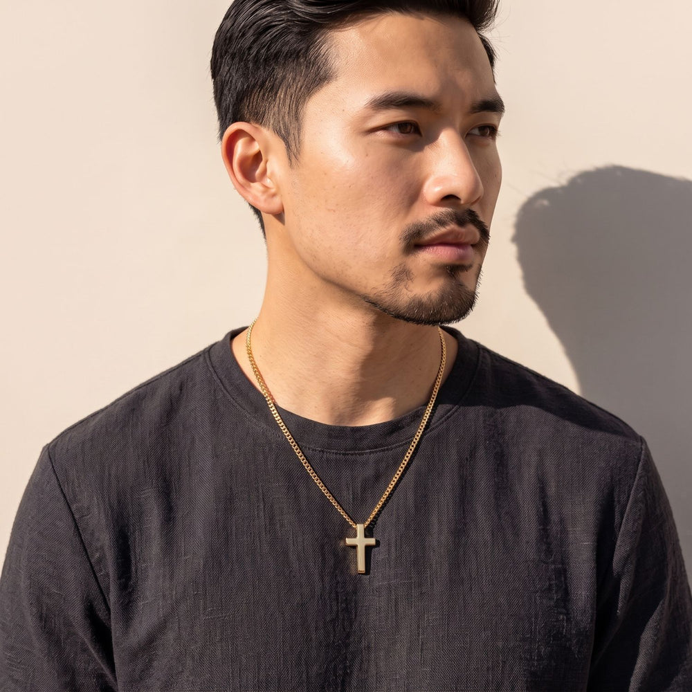 18ct Gold Plated Crucifix Cross Pendant Necklace for Men