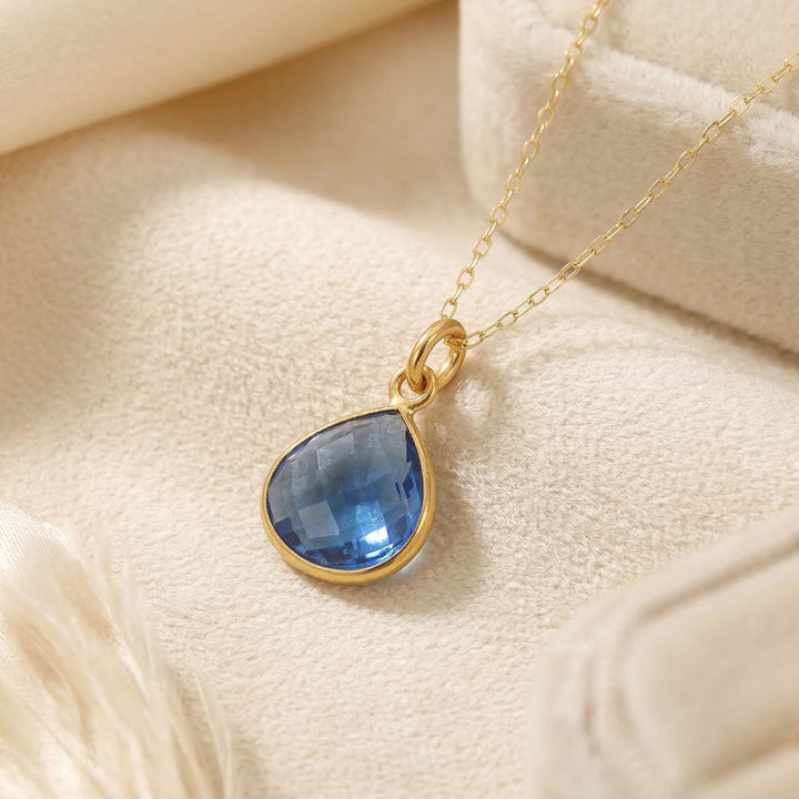 Blue Topaz December Birthstone Charm Necklace
