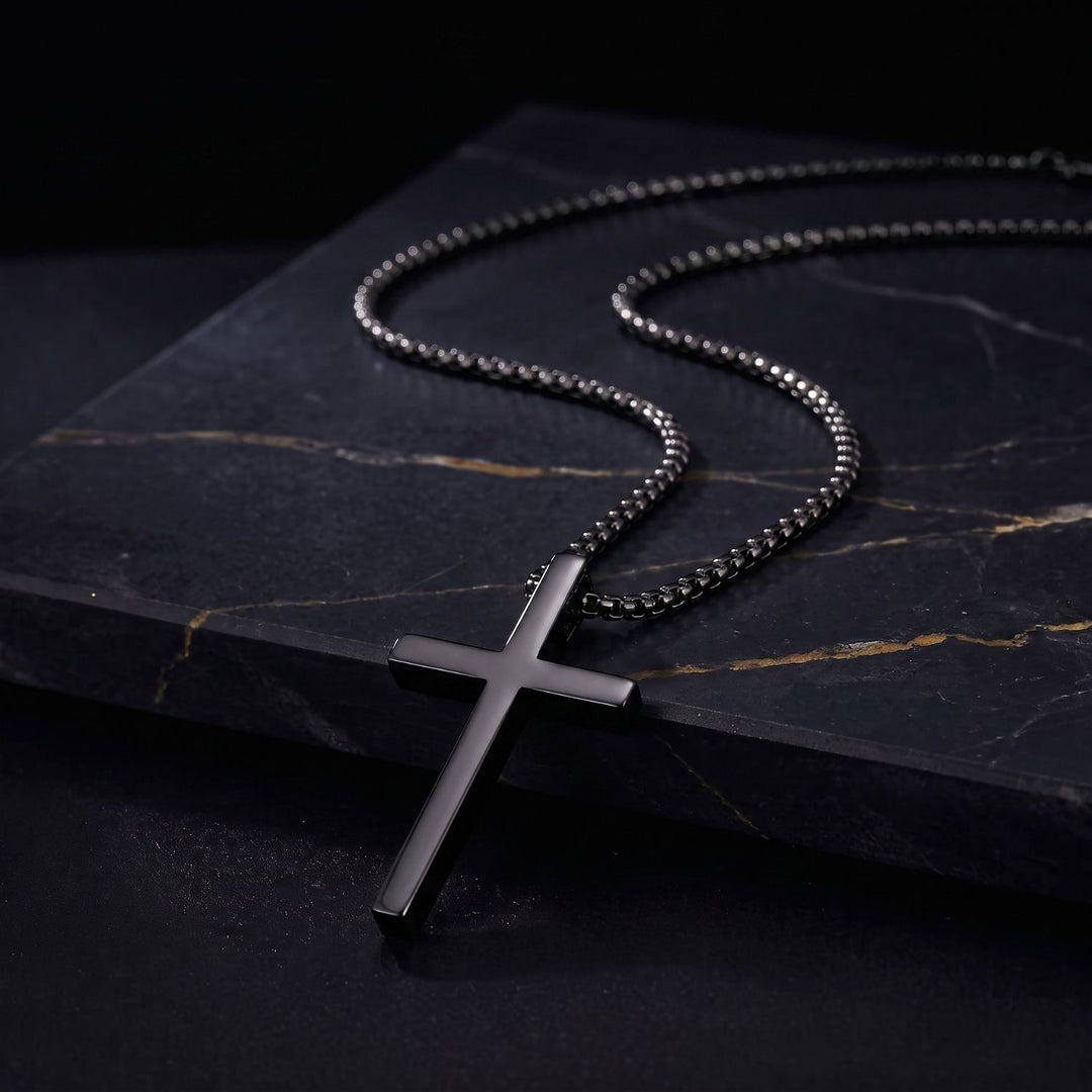 Black Crucifix Cross Pendant Chain for Men