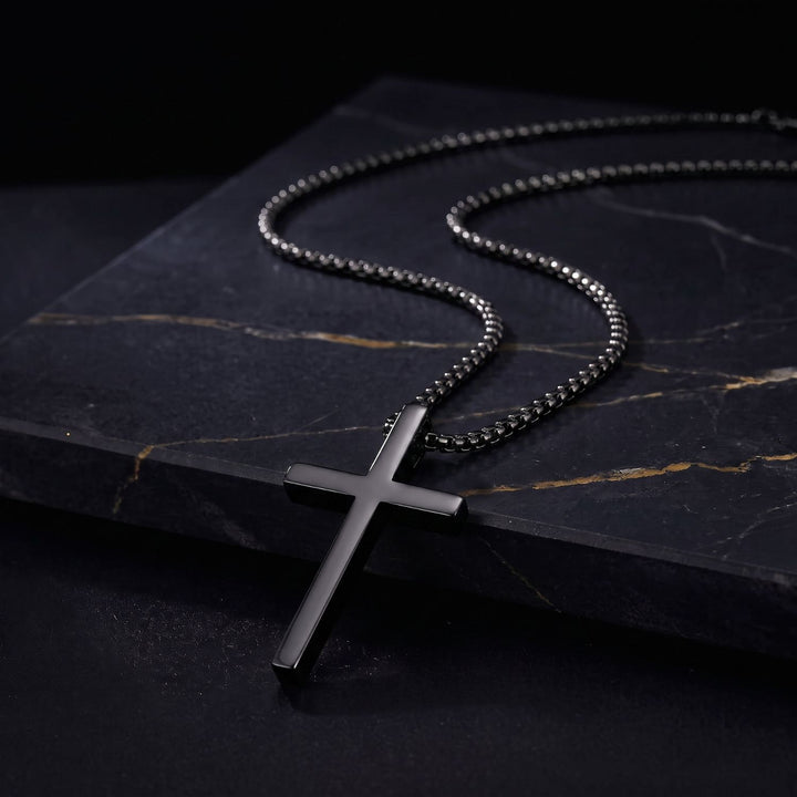 Black Crucifix Cross Pendant Chain for Men
