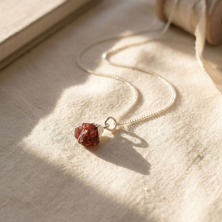 Raw Pink Tourmaline October Birthstone Silver Necklace