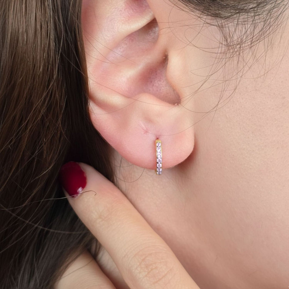 Alexandrite June Birthstone Small Huggie Hoop Earrings