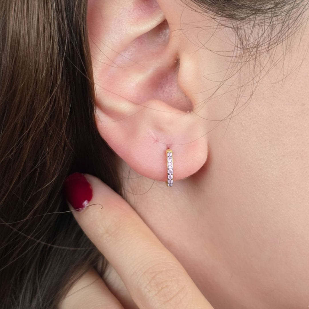 Alexandrite June Birthstone Small Huggie Hoop Earrings