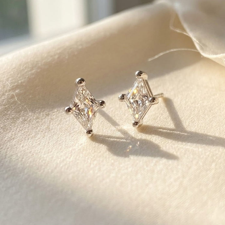 Tiny Stud Diamond April Birthstone Sterling Silver Earrings
