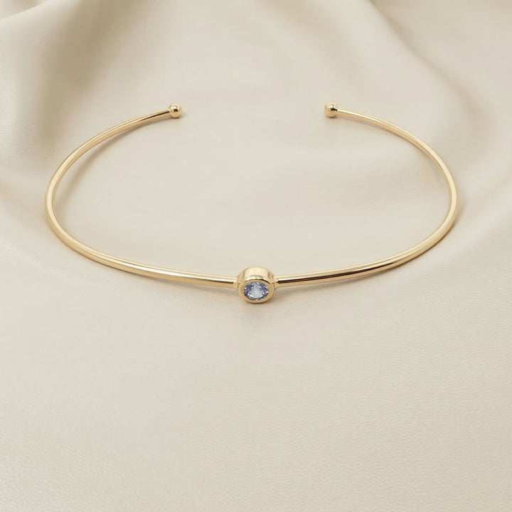 18ct Gold Plated Blue Topaz Gem Bangle