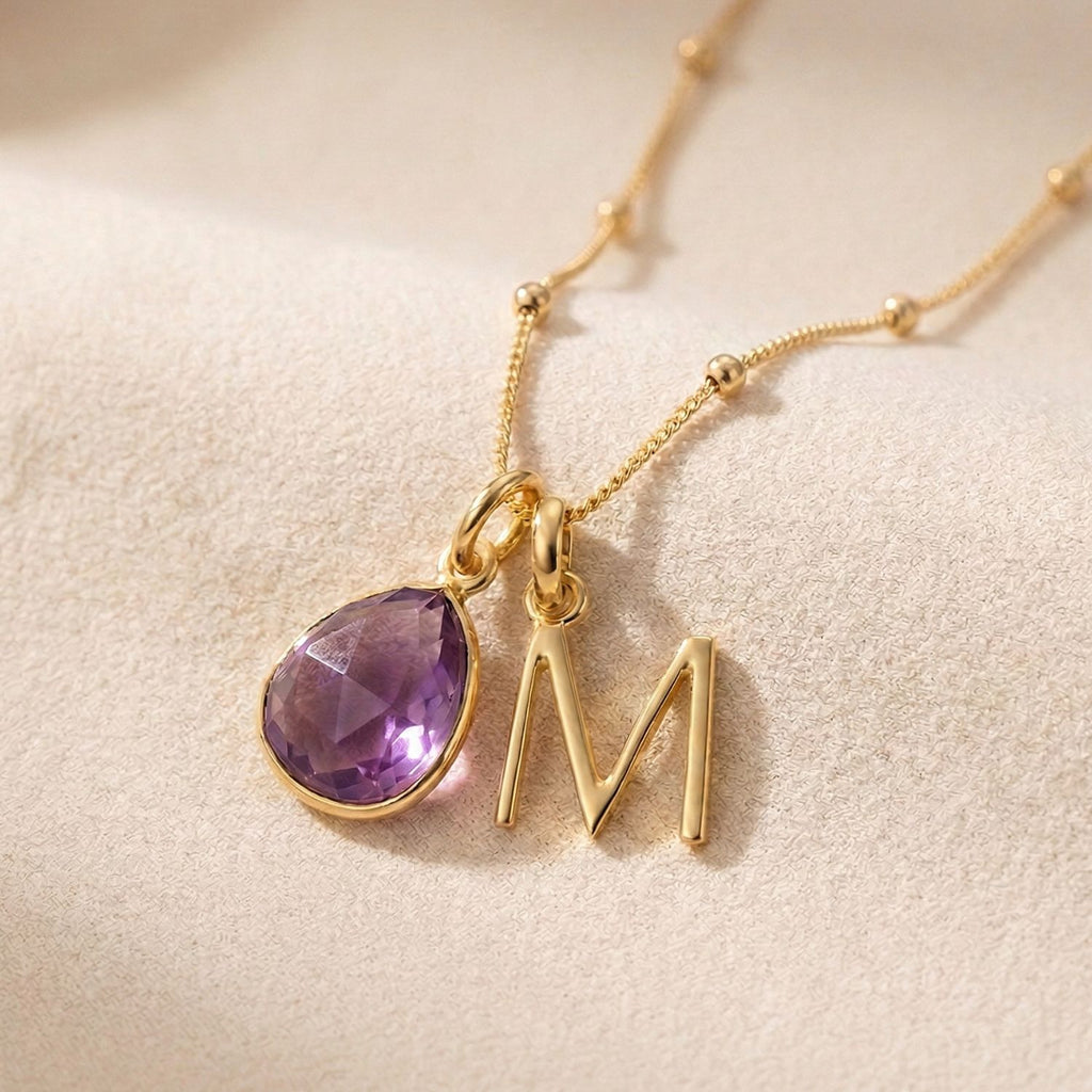 18ct Plated Crystal Initial Necklace